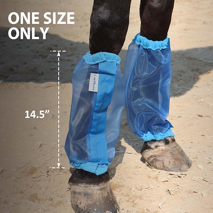 Universal Size Horse Leggings Fine Mesh Greatly Reduce Stomping Breathable Horse Boots Leg Wraps (Set of 4) Blue