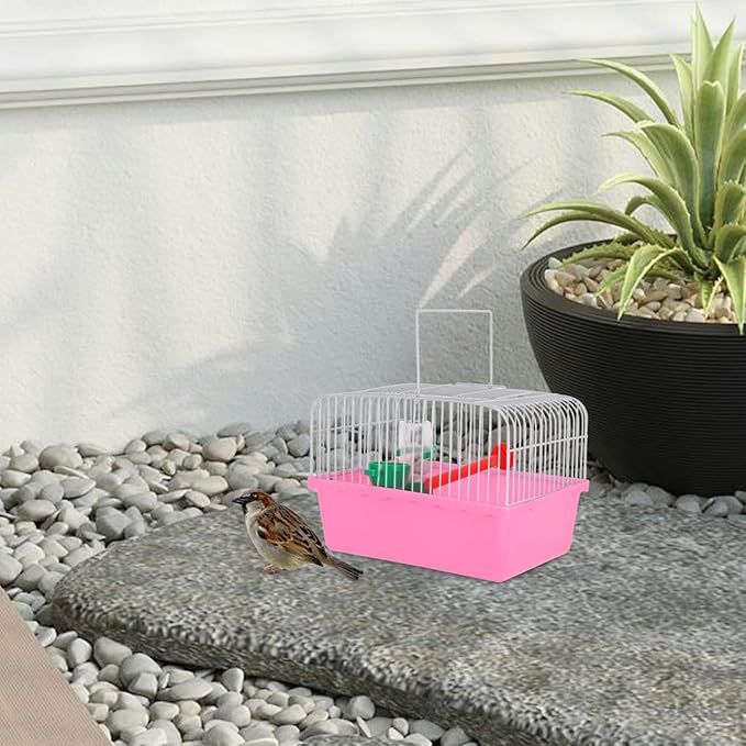 Bird Carrier Travel Cage Parrot Carrying Cage for Birds and Small Animals（Pink）