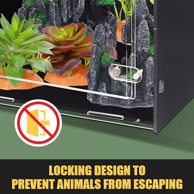 Reptile Tank 8x8x12 Terrarium – PVC Reptile Enclosure, Lizard Tank, Crested Gecko Tank for Small Reptiles & Invertebrates