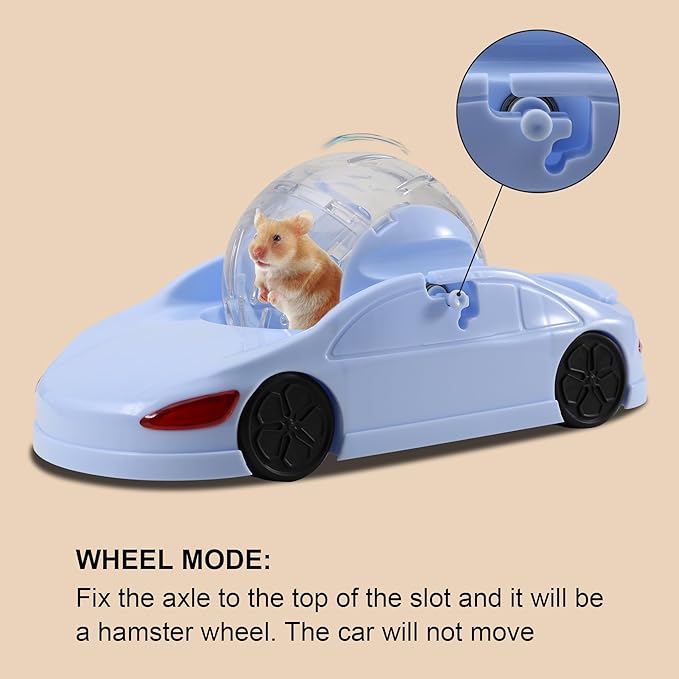 3-in-1 Hamster Ball 4.8 Inch Detachable Hamster Wheel Racing Car Toy