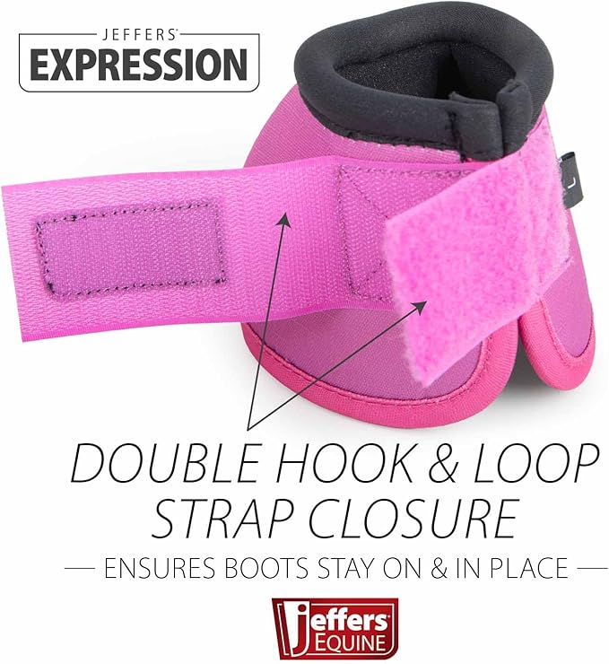 Jeffers Expression No Turn Bell Boots for Horses - Purple & Pink, Large | Shock Absorbing Hoof Protection | Secure Double Hook & Loop Closure, Perfect for Turnout, Training, & Riding - 1 Pair