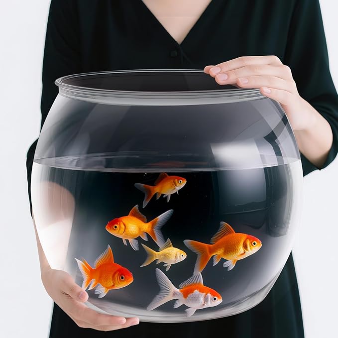 Geelin 7 Gallon Plastic Fish Tank Large Bowl Shatterproof with Crystal Clear Clarity for Terrarium, Flower Vase Centerpiece Gift for Fish Lovers(Round)