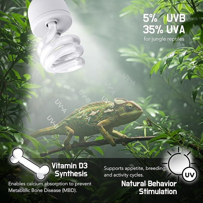 UVB Reptile Light, 13W UVB5.0 Bulb, UVA UVB Reptile Light Bulb Lamp for Leopard Gecko Crested Gecko,Turtle,Chameleon UVB Bulbs for Jungle Reptiles