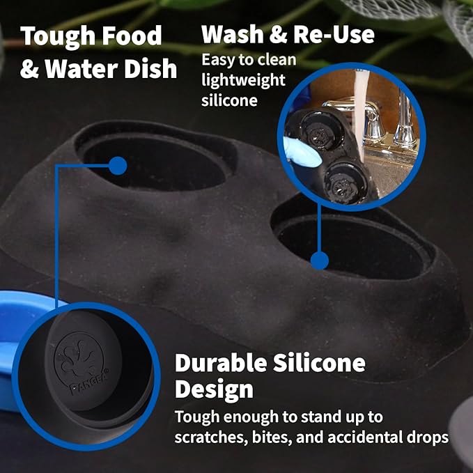 Pangea Ultimate Eco Dish, Crested Gecko Food and Water Bowl for Terrestrial Lizards, Durable Silicone Feeding Accessory for Reptile Terrariums 3.125in x 5.5in (Pink Marble)