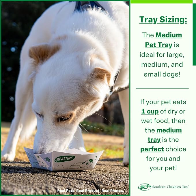 Southern Champion Tray, Medium Disposable Pet Food Bowl, Tray, Purrfect for Feeding Cats and Dogs, Wet Food and Dry Food, Indoor and Outdoor, 1 cup Capacity, 250 Count
