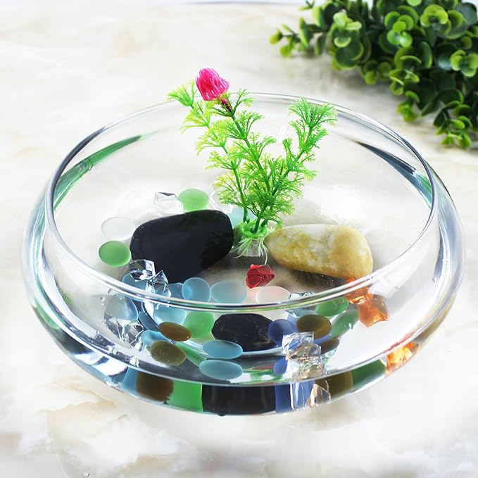 BESPORTBLE Clear Fish Bowl Vase: Bubble Bowl Round Shallow Planter Terrarium Aquatic Plant Pot, Hydroponic Planter Fish Tank Aquarium for Wedding Event Home Decor, 2800ML