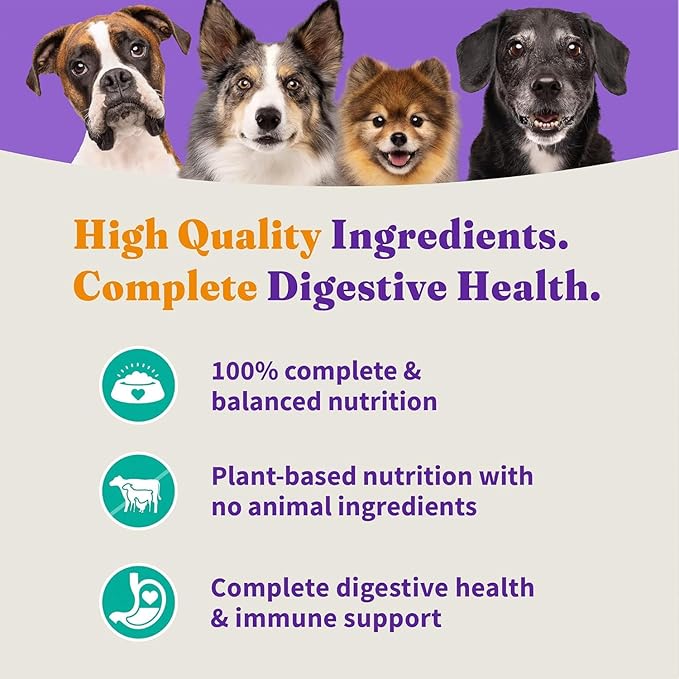 Halo Holistic Vegan Dog Food, Plant-Based Recipe with Kelp, Dry Dog Food, Complete Digestive Health, Kibble for Adult Dogs, 10 lb Bag