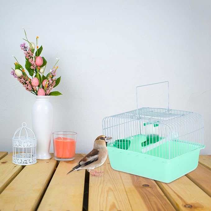 balacoo Portable Bird Cage with Feeder and Water Dispenser Spacious Travel Carrier for Parakeets Lovebirds and Birds Metal Construction for Outdoor Adventures