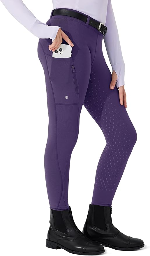 Willit Girls Fleece Horse Riding Pants Equestrian Breeches Kids Winter Riding Tights Thermal Schooling Tights