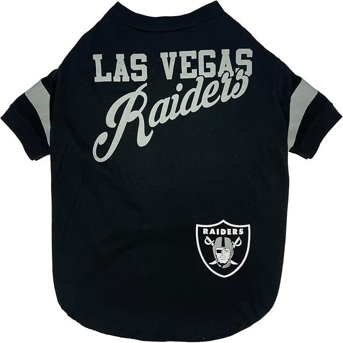 Pets First NFL Las Vegas Raiders T-Shirt Dogs & Cats, Medium. Football Dog Shirt NFL Team Fans. New & Updated Fashionable Stripe Design, Durable & Cute Sports PET TEE Shirt Outfit (OAK-4146-MD)