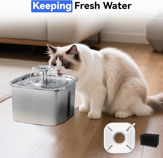 40 Packs Cat Water Fountain Filters Replacement,Compatible with VEKEN® for 67 oz/2L, 85 oz/2.5L, 95 oz/2.5L, 135 oz/4L Automatic Pet Fountain (20Replacement Filters + 20 Pre-Filter Sponges)