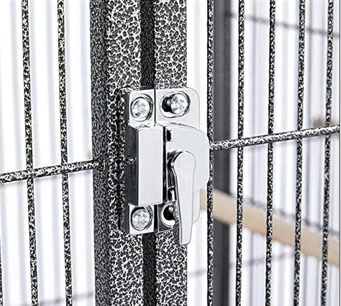 Large Deluxe Wrought Iron Bird Parrot Play Gound Perch Stand Top Climbing Ladder Metal Cage Include Seed Guard Storage Shelf Heavy Duty Lockable Rolling Wheels