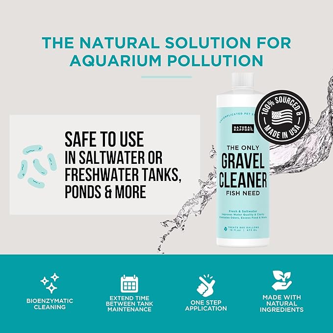 Aquarium Gravel Cleaner - Naturally Maintain a Healthier Tank, Reducing Fish Waste and Toxins (4 fl oz)