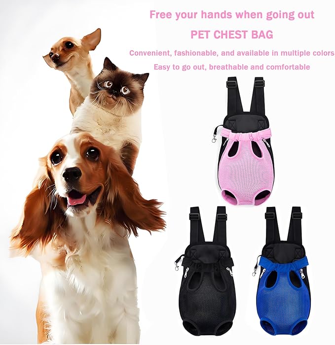 Pet Carrier Backpack, Adjustable Pet Front Carriers for Small Medium Dogs Cats 5-18 Lbs, Legs Out, Dog Cat Carrier Backpack for Hiking,Camping,Traveling,Cycling (Pink, Medium（Fit:5-10lb）)