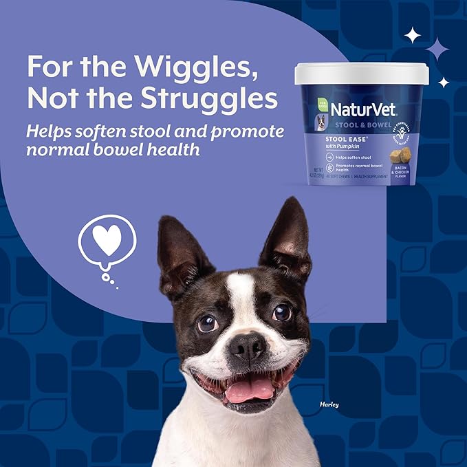 NaturVet – Stool Ease for Dogs – 40 Soft Chews – Helps Maintain Regular Bowel Movements – Enhanced with Sugar Beet Pulp, Flaxseed & Psyllium Husk – 40 Day Supply