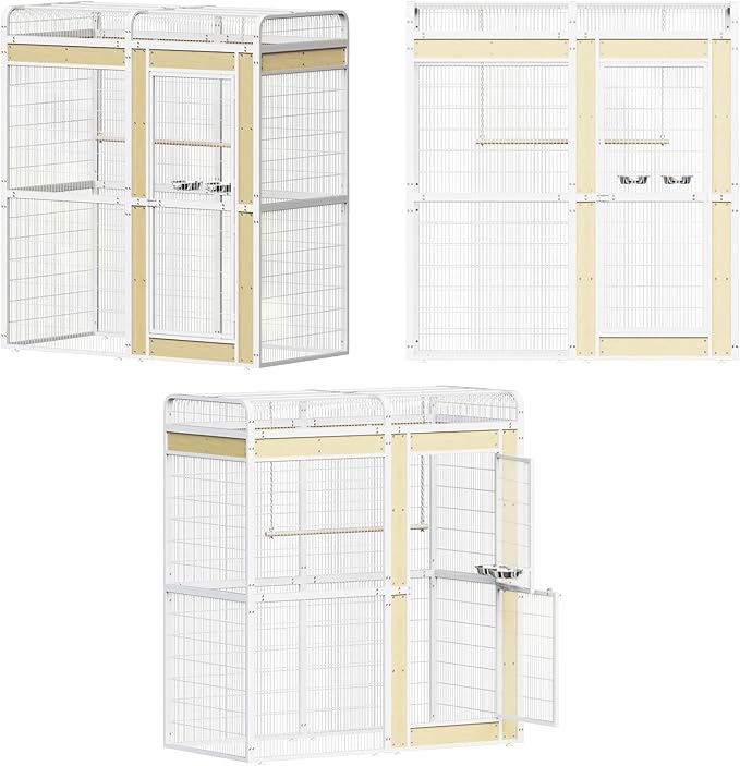 Large Bird Cage for Parakeets Outdoor Bird Aviary Parrot Cage with Perch, Birdcage for Macaws Canaries Parrots Budgie Lovebirds-White