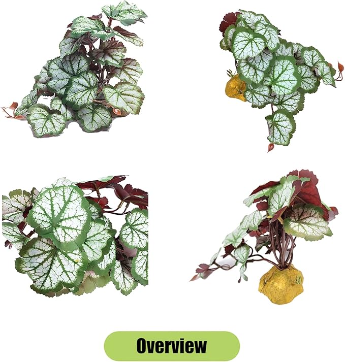 Woyrise Reptile Artificial Plants for Terrarium Decor, Amphibian Habitat Hideout Bearded Dragon Tank Decorations fit Crested Gecko Leopard Lizard Chameleon Ball Python Snake Frog - Saxifrage