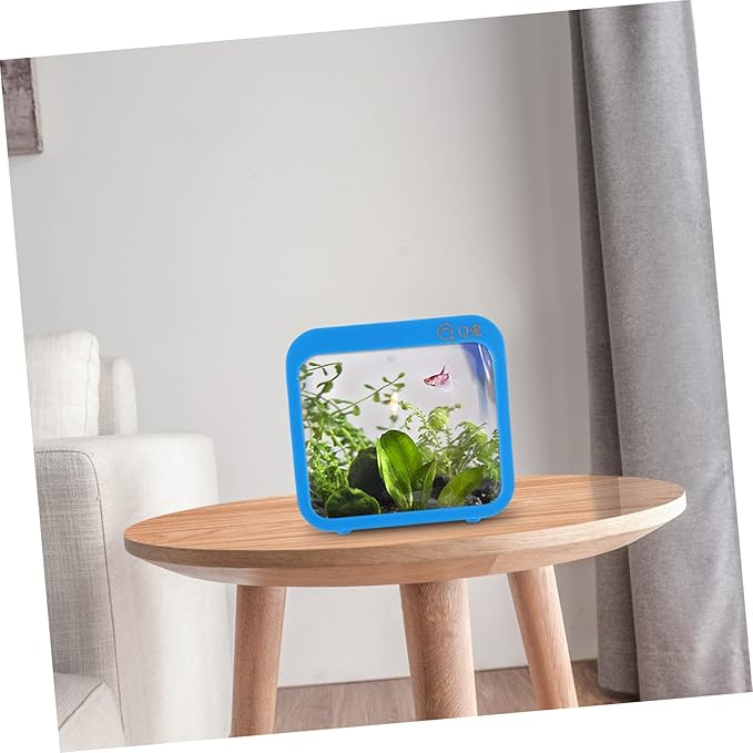 Transparent Mini Fish Tank with Led Light Creative Betta Fish Bowl for Desktop Decor Small Aquarium for Home Office Bedroom Easy to Clean and Detachable Betta Tank with 5 Color Changing Lights