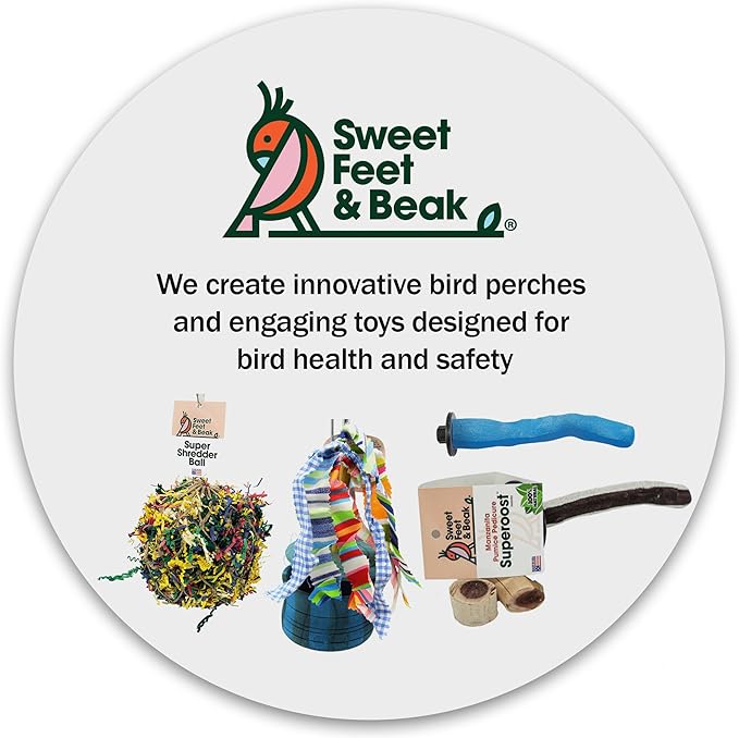 Sweet Feet and Beak Comfort Grip Safety Perch for Bird Cages - Pedicure Perch for Birds to Keep Nails and Beaks in Top Condition - Safe Easy to Install Bird Cage Accessories - Small 6.5"