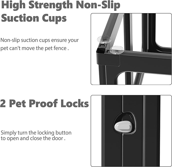 Clear Acrylic Dog Playpen with Door, for Puppy Rabbit Transparent Pet Pen, Black Dog Playpen Indoor, Dog Fence, Easy Assemble & Cleaning Dog Pen for Small & Medium Dogs (23.6“ Height, 14PCS)