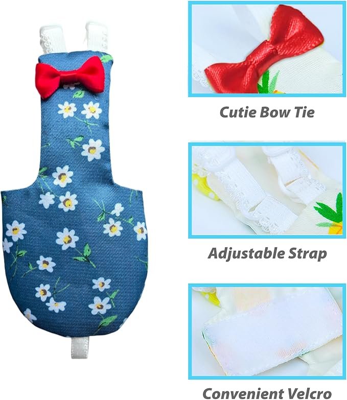 UKJENT Bird Diaper Protective Parrot Nappy - 2 Pack, Reusable Flight Suit with Waterproof Inner Layer, Washable Cute Urine Wet Suit for Cockatiel Monk Parakeet Sun Parakeet Lory(S)