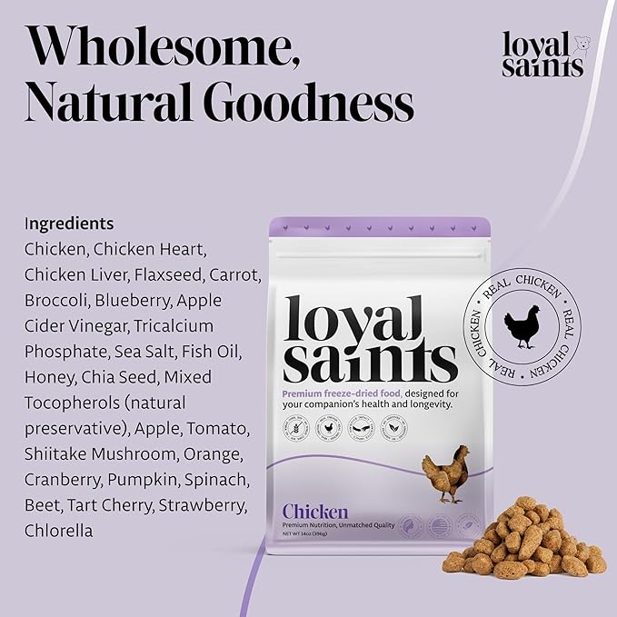 Freeze Dried Raw Dog Food - Premium Chicken Flavor with High Protein & Grain Free Dog Food for Small or Large Breeds and Picky Eaters - Versatile as Meal Topper, Pet Snack & Treats, 14 Oz