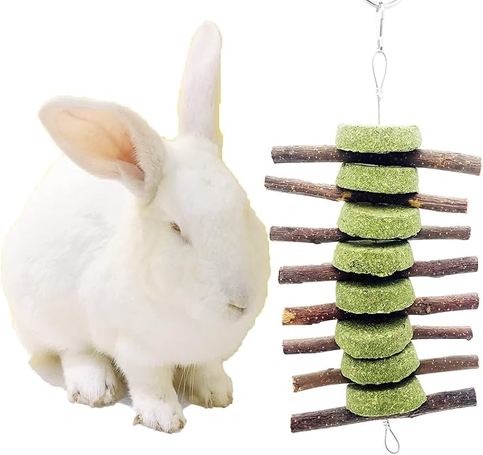 3 Pcs Bunny Chew Toys, Rabbit Chew Toys for Teeth Grinding, Natural Organic Apple Wood Stick for Improve Rabbits Guinea Pigs Hamsters Dental Health