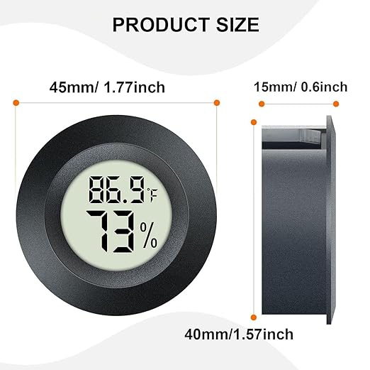 2 Pack Hygrometer Thermometer Digital Humidity Meter Indoor/Outdoor Humidity Monitor Reptile Thermo-Hygrometer for Greenhouse Humidors Terrarium Jars, Fahrenheit (℉) /Celsius(℃) (2)