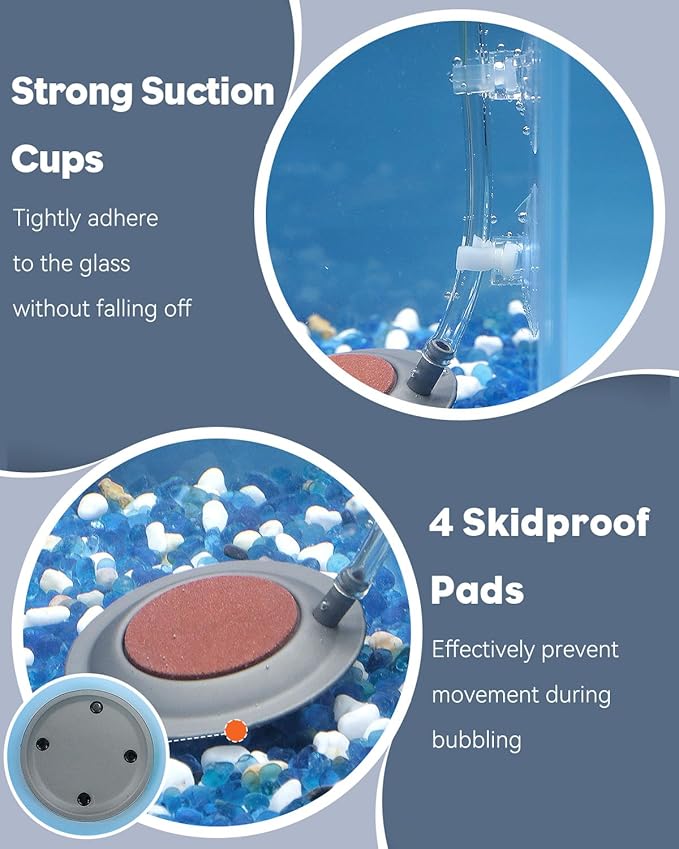 Pawfly 4.2 Inch Fish Tank Air Stone with Suction Cups Bubbler, Bubble Diffuser Oxygen Aquarium Air Stone, Pump and Tubing Not Included