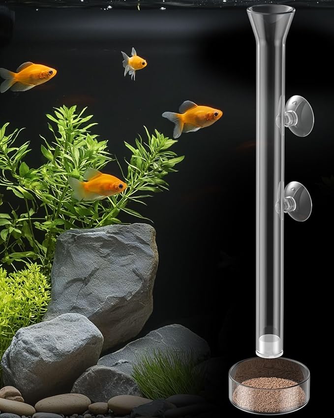 Pawfly Aquarium Feeding Dish Set – Clear Glass Shrimp Feeder Tube with Dish & 2 Suction Cups, Feeding Supplies for Betta and Tropical Fish Tanks