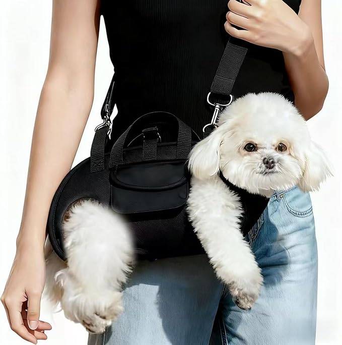 Portable Small Dog & Cat Pet Carrier Sling & Backpack for Small Dogs & Cats & Puppy, Dog & Pet Purse Bag Carrier Sling for Small Dogs with Dog Traction Leash, Crossbody Sling Carriers (Beige S)