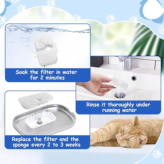 40PCS Cat Water Fountain Filters Replacement Compatible With PETLIBRO Dockstream Pet Fountain PLWF005 PLWF115 PLWF105,Replacement Filter for Ultra Quiet Pet Water Fountain
