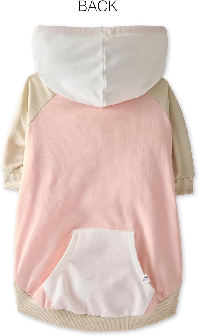 Rocky – The Orginal Lightweight Hooded TEE 100% Organic Cotton Dog Hoodie Pet Coat Sweater for Small, Medium, Large Dogs, Pink Color Block, X-Large