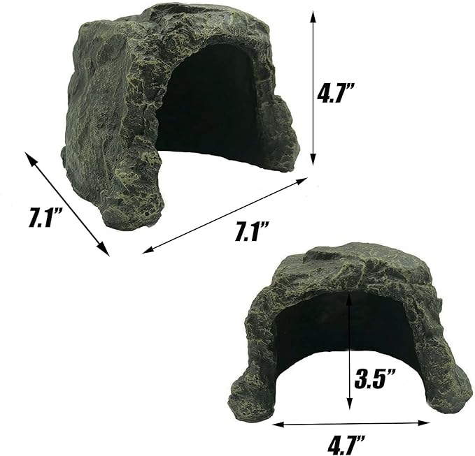 Reptile Rock Hide Cave, Aquarium Habitat Decor Rock Lizard Hideaway Tortoise Hideout for Snakes, Turtles, Amphibians, Fish