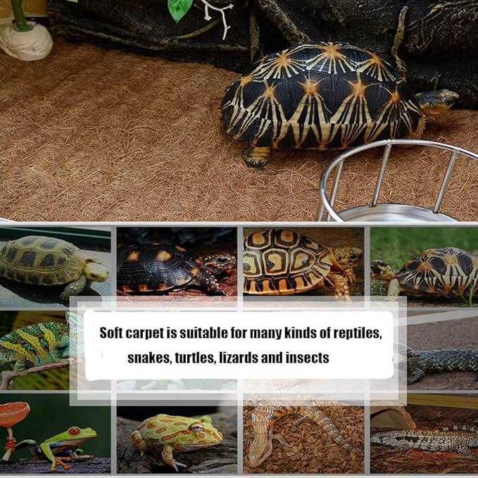 Hamiledyi Reptile Carpet Natural Coconut Fiber Tortoise Carpet Mats for Pet Terrarium Liner Reptile Supplies for Lizard Snake Chameleon Turtle Bedding Bunny Rabbit Mat (4 x Sheets)