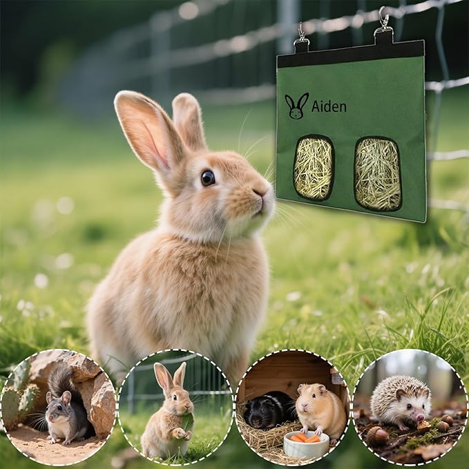Personalize Hay Bag with Logo Name for Your Guinea Pigs, Bunnies, Chinchillas, Rabbit Custom Hanging Hay Feeder Bag for Small Pets and Animals