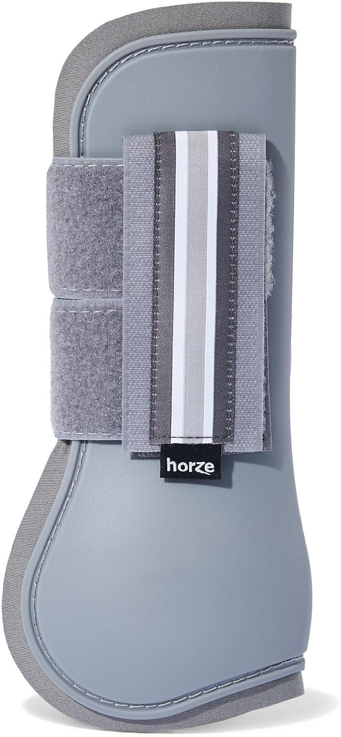HORZE Adepto Open Front Tendon Boots | Durable Shell with Neoprene Lining - Steel Grey - Pony