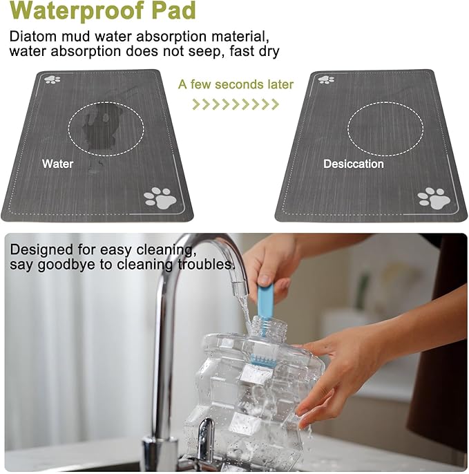 RIZZARI Automatic Pet Waterer, Gravity Stainless Steel Water Dispenser, 100% BPA-Free, Large Capacity Water Feeder for Cats and Small and Medium-Sized Dogs (Black Raised, 9L)