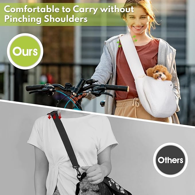 Dog Carrier Sling, Cat Backpack Carrier, Cotton Puppy Carrier Sling, Hands Dog Bag Carrier with Wide Strap Built in Safety Buckle Pocket for Small and Medium Pets (Small)