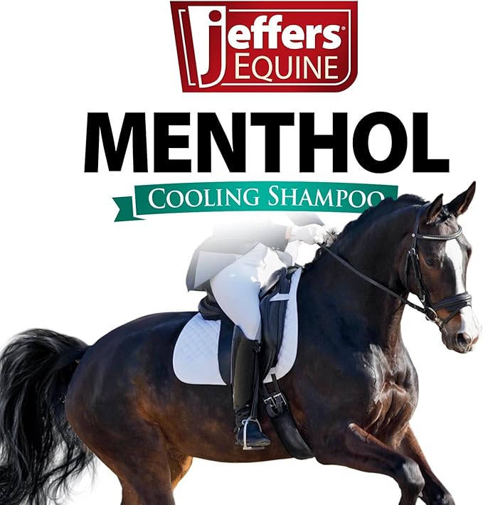 Jeffers Equine Menthol Cooling Horse Shampoo 16 oz - 100% Pure Australian Menthol, Coconut Oil, Aloe & Vitamin E - Moisturizing, Deep Cleansing, Gentle Grooming Shampoo for Horses