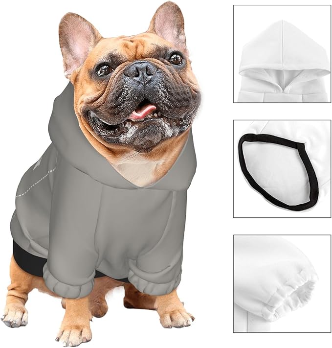 Personalized Chihuahua Dog Hoodie, Custom Pet Warm Sweatshirt Costume with Name Number Photo, Customize ID Clothes for Pupppy Kitten Dogs Cats, Grey, XS