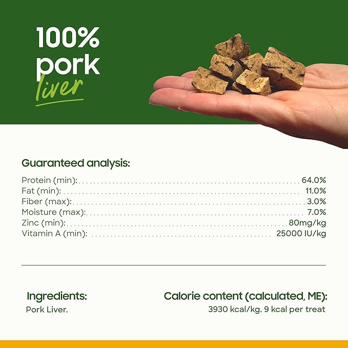 smallbatch Freeze Dried Dog Treats, Pork Liver Treats for Dogs & Cats, High Protein, Single Ingredient Dog Treat for Training or Food Topper, Natural, Humanely Sourced Meat, Made in The USA, 3 oz