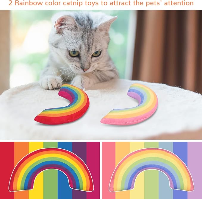 Christmas Cat Toys Kicker Pillows, Xmas Catnip Toys for Indoor Kitten Kitty, Interactive Cat Nip Chew Teeth Cleaning Toy for All Pet Breed, Pack of 2