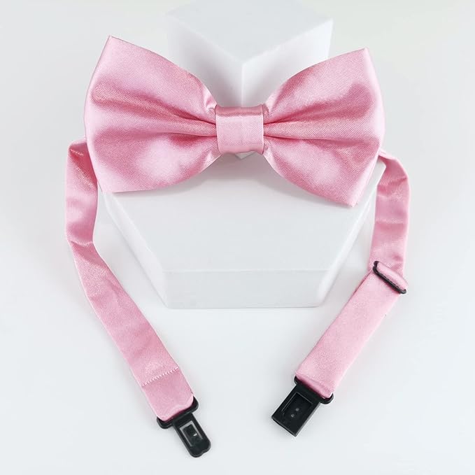 KOOLMOX Dog Bow Ties Pink, Adjustable Dog Collar Bow Tie for Medium and Large Dogs Cats Pets Wedding Birthday Graduation Holiday Homecoming Costumes Grooming, 2-Pack