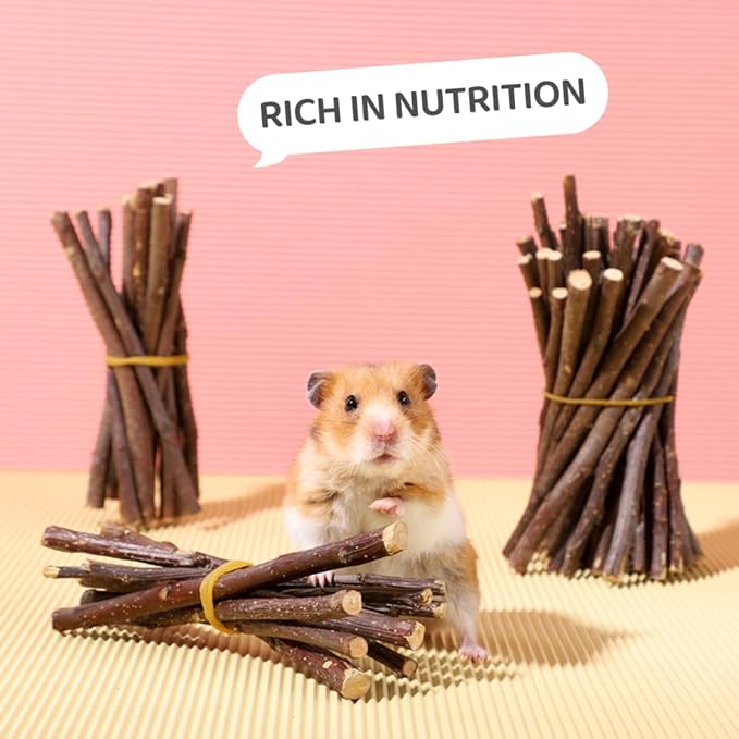 400g/14oz Apple Wood Sticks for Rabbits,Natural Apple Chew Sticks Toys and Treats for Chinchilla Guinea Pig Hamster Gerbil Bunny