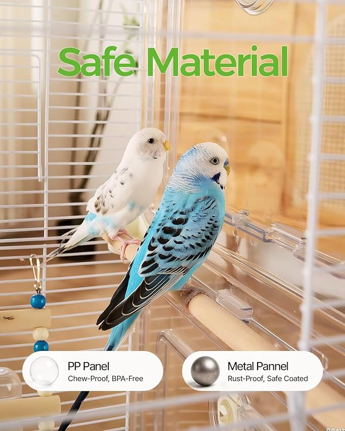 Clear View Bird Cage, Medium Birdcage Aviary for Beginner, Backup Bird Cages Ideal for Travel,Carrier, Bird Breeding or Rescue