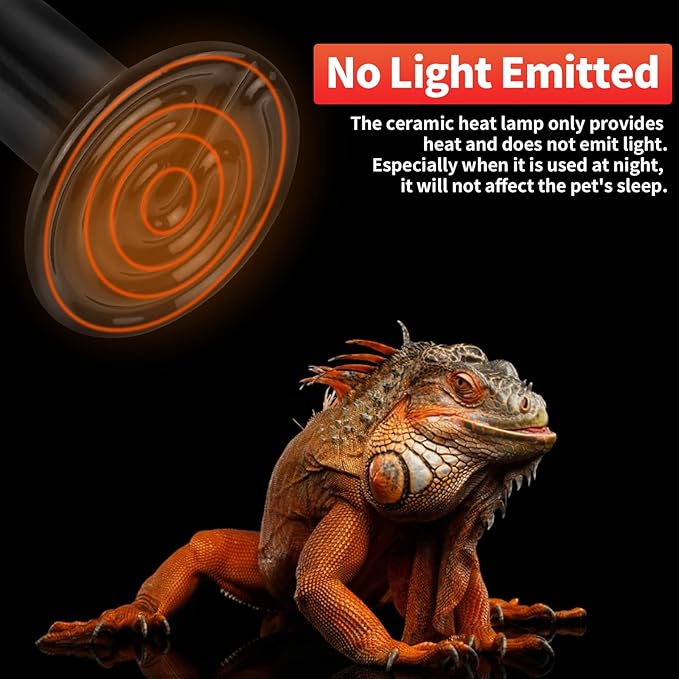 LUCKY HERP Reptile Heat Lamp - 75W Ceramic Heat Emitter Reptile Heat Lamp Bulbs (1 Pack), No Light Ceramic Heat Bulb, Heat Lamp for Reptiles Amphibian Chicken Pet Brooder Coop Lizard Turtle