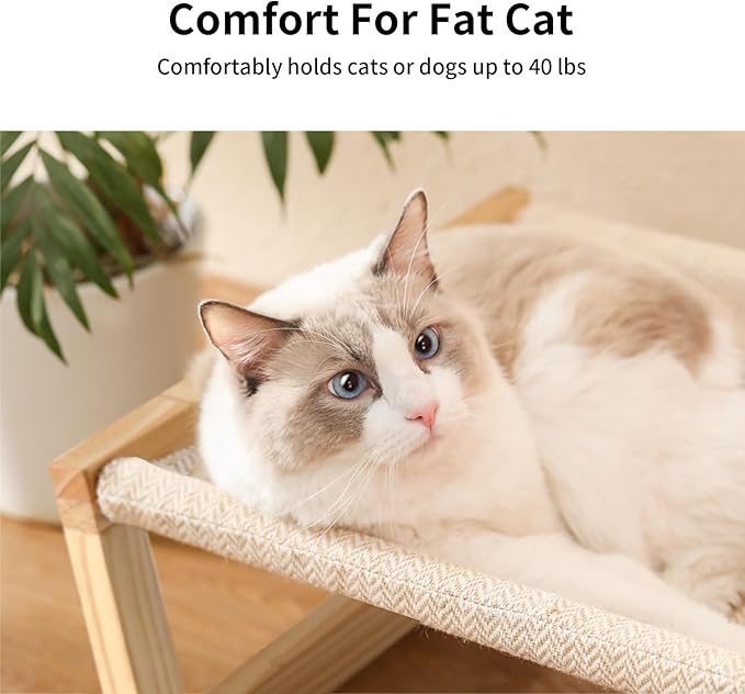 FUKUMARU Dog Bed, Large Breathable Cat Bed, Wooden Cat Hammock for Outdoor, 21 X 16.5 Inch Elevated Pet Furniture Suitable for Kitty, Puppy, Rabbit, Bunny and Small Animal