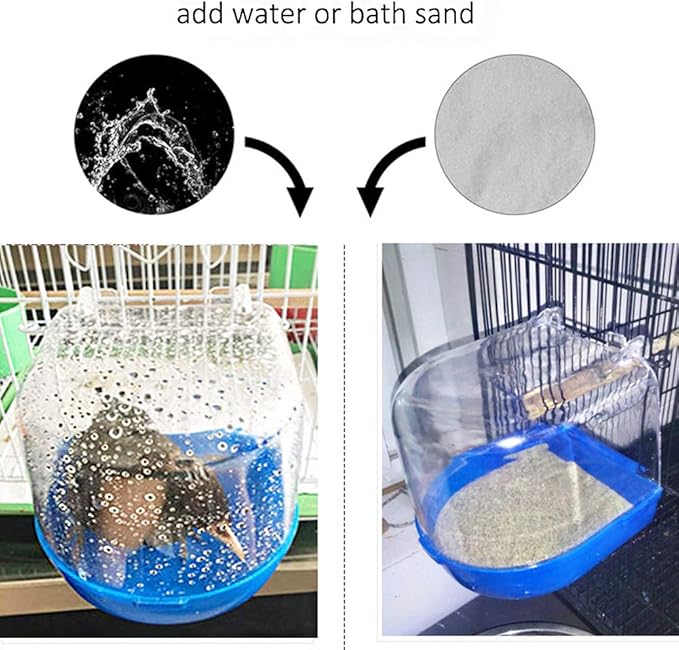 Tfwadmx Bird Cage Bath Parrot Bath Box Accessory Supplies Hanging Bathing Tub for Small Birds Canary Budgies Cockatiel Lovebirds