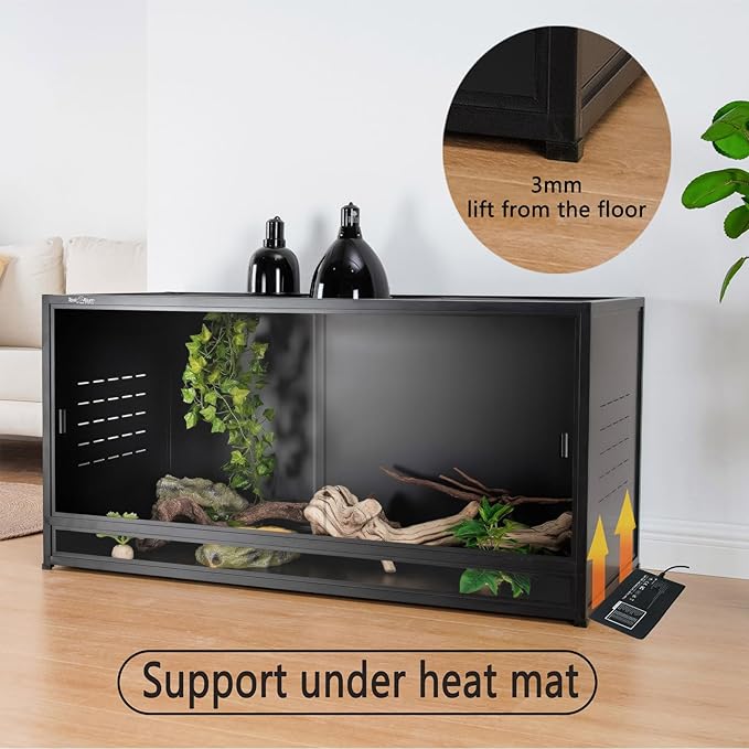 Stackable PVC Reptile Enclosures 44 Gallon ToxiRium Large Reptile 40''x16''x16 Space efficient Tank for Bearded Dragon Lizard Snake,Wide Breeding Vivarium with Sliding Glass Doors Lock-with spacers